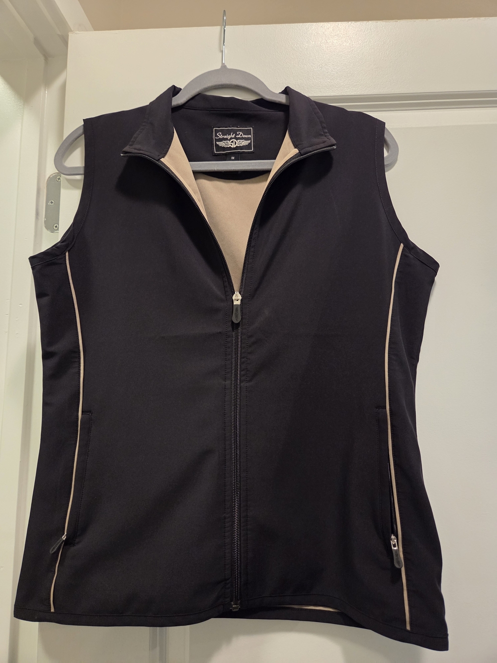 Straight Down Women’s Black Full Zip Golf Vest Size Medium